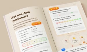 First-time client questionnaire in salon guidebook, focusing on onboarding, retention, and client feedback.