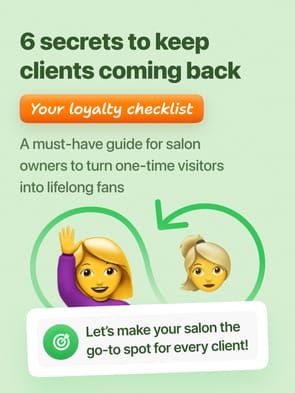 Guidebook pages illustrating Suplery tips for rebooking salon clients with easy online booking and automated reminders.