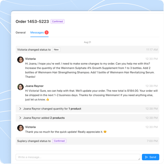 Direct supplier communication interface